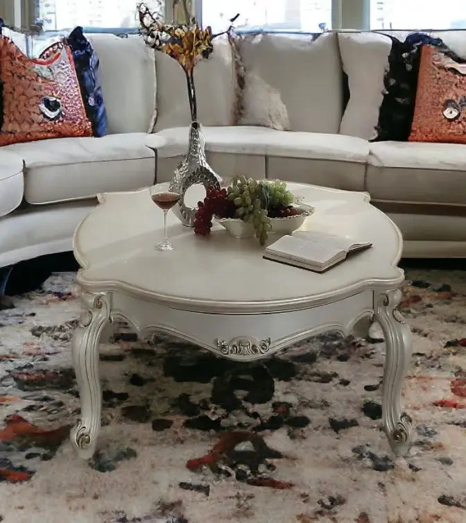 54" Pearl Solid And Manufactured Wood And Polyresin Coffee Table - Homeroots - Flyclothing LLC