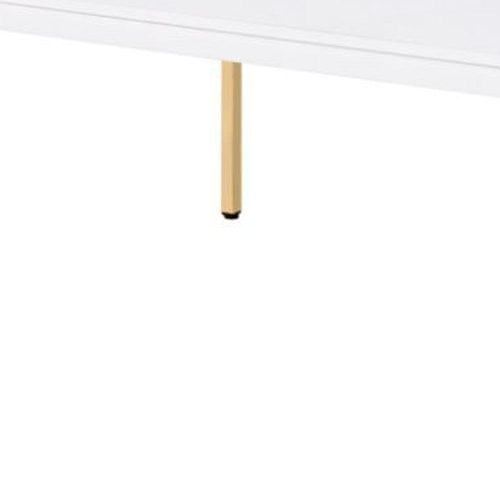 48" Gold And White Manufactured Wood And Metal Rectangular Coffee Table - Homeroots - Flyclothing LLC