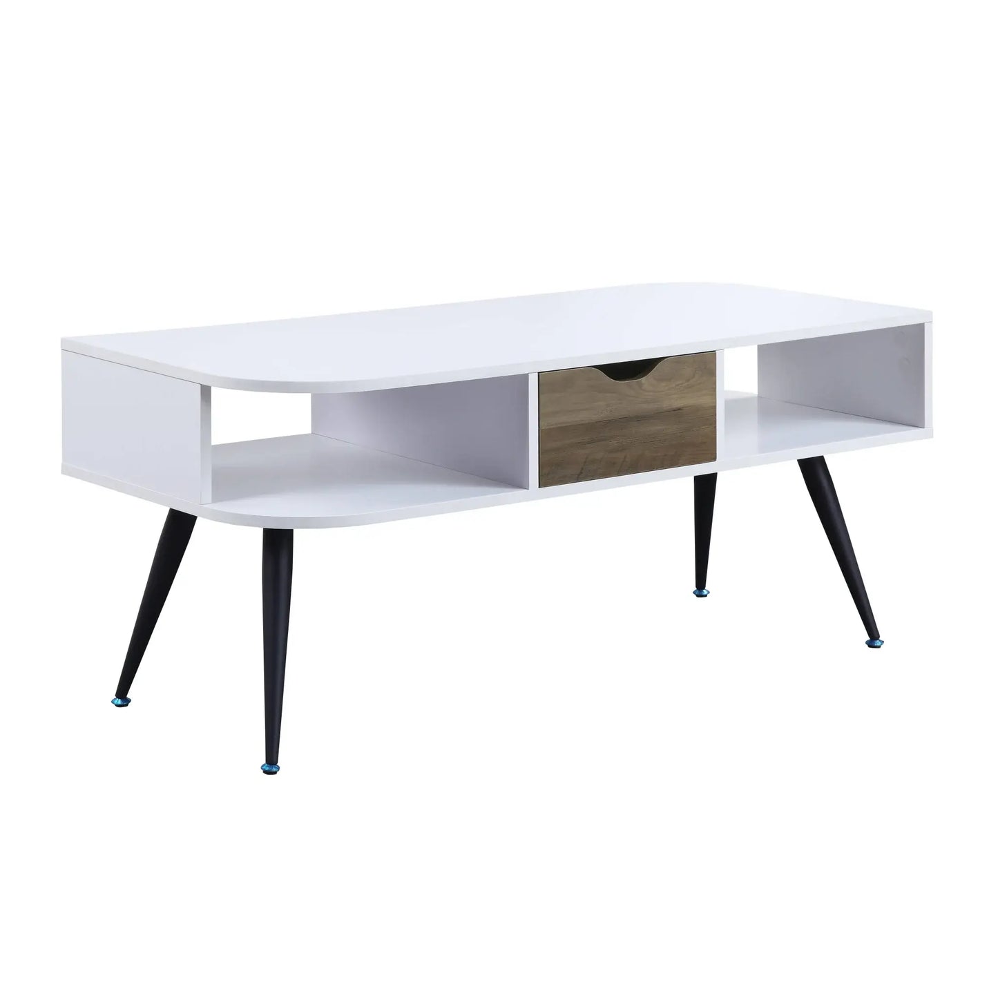 44" Black And White Melamine Veneer And Metal Rectangular Coffee Table With Drawer And Shelf - Homeroots - Flyclothing LLC