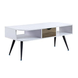 44" Black And White Melamine Veneer And Metal Rectangular Coffee Table With Drawer And Shelf - Homeroots - Flyclothing LLC
