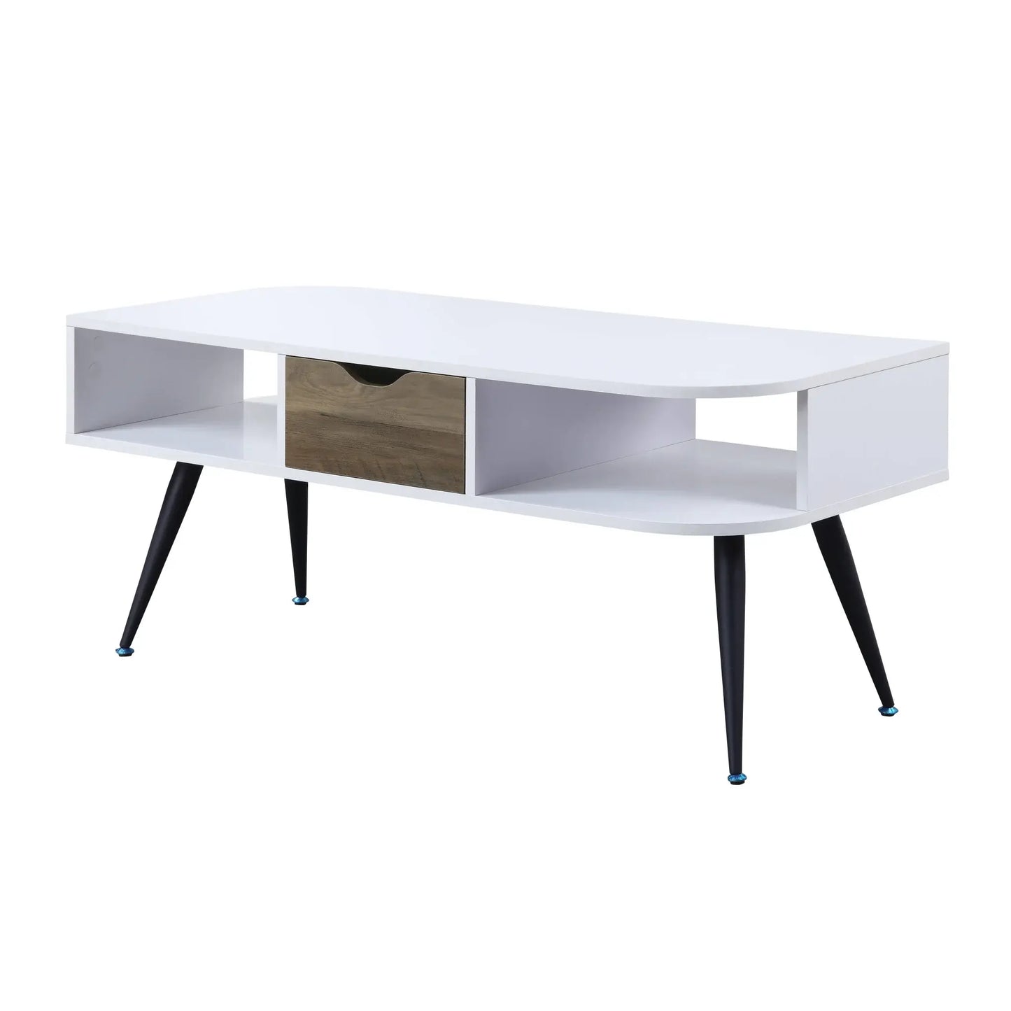 44" Black And White Melamine Veneer And Metal Rectangular Coffee Table With Drawer And Shelf - Homeroots - Flyclothing LLC