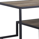 45" Black And Rustic Oak Paper Veneer And Metal Rectangular Coffee Table With Shelf - Homeroots - Flyclothing LLC