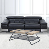 47" Sandy Gray And Oak Paper Veneer And Metal Rectangular Coffee Table With Shelf - Homeroots - Flyclothing LLC