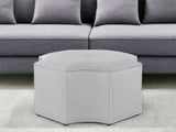 33" Silver Faux Leather Tufted Octagonal Cocktail Ottoman - Homeroots - Flyclothing LLC