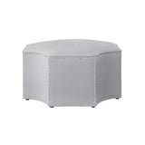 33" Silver Faux Leather Tufted Octagonal Cocktail Ottoman - Homeroots - Flyclothing LLC