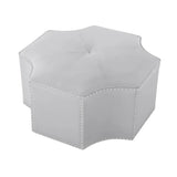 33" Silver Faux Leather Tufted Octagonal Cocktail Ottoman - Homeroots - Flyclothing LLC