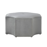 33" Gray Linen Specialty Cocktail Ottoman - Homeroots - Flyclothing LLC