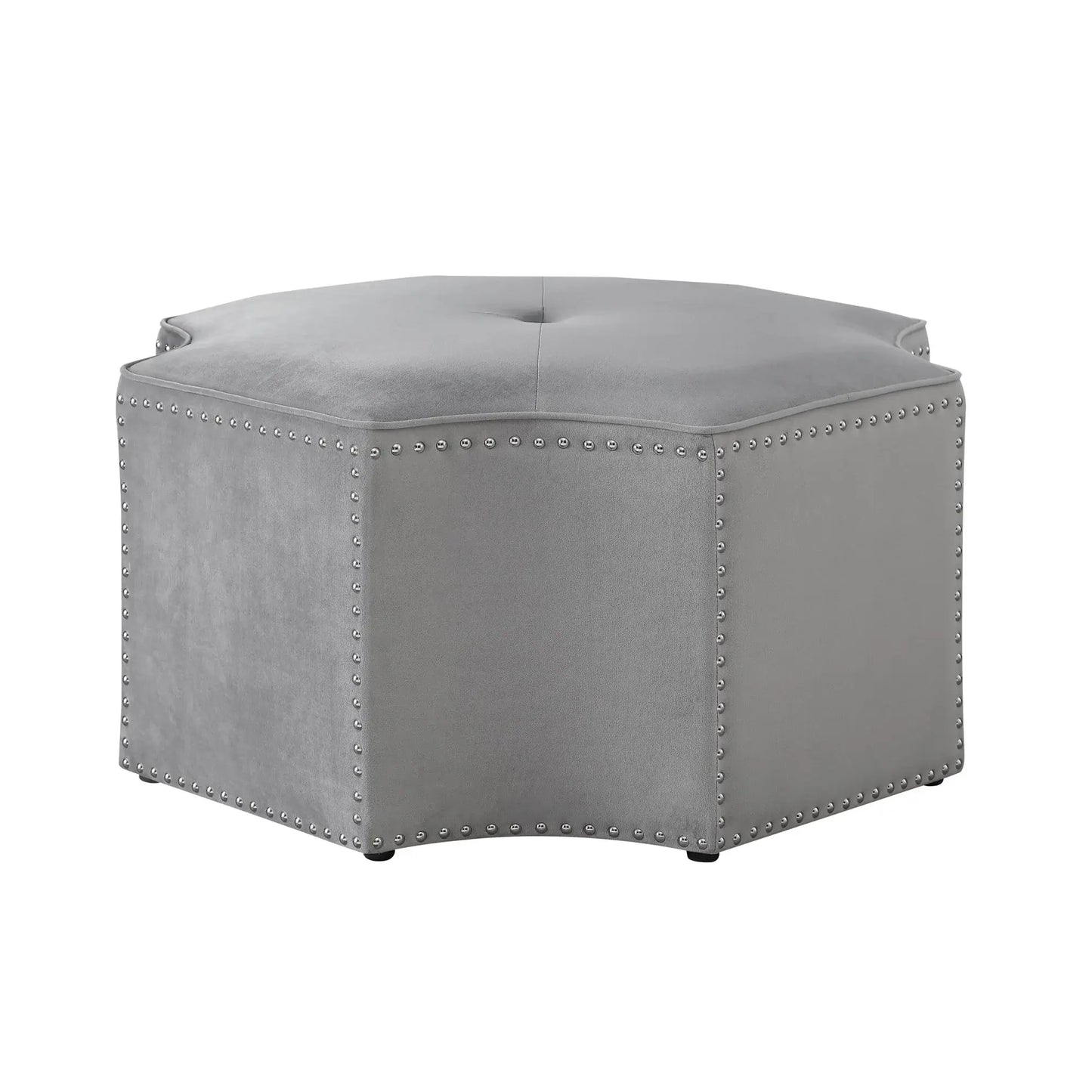 33" Gray Linen Specialty Cocktail Ottoman - Homeroots - Flyclothing LLC