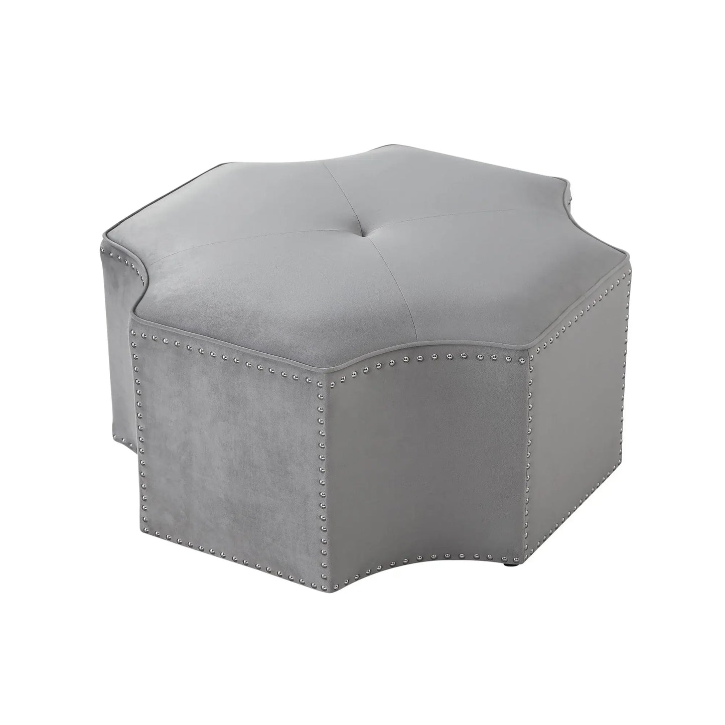 33" Gray Linen Specialty Cocktail Ottoman - Homeroots - Flyclothing LLC