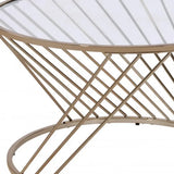 32" Champagne And Clear Glass And Metal Round Coffee Table - Homeroots - Flyclothing LLC
