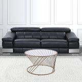 32" Champagne And Clear Glass And Metal Round Coffee Table - Homeroots - Flyclothing LLC