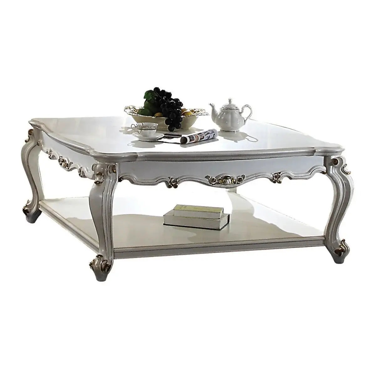 47" Pearl Solid And Manufactured Wood Coffee Table With Shelf - Homeroots - Flyclothing LLC
