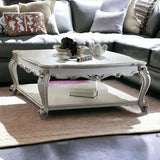 47" Pearl Solid And Manufactured Wood Coffee Table With Shelf - Homeroots - Flyclothing LLC