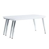 47" White Clear And Silver Wood And Glass Extendable Coffee Table - Homeroots - Flyclothing LLC