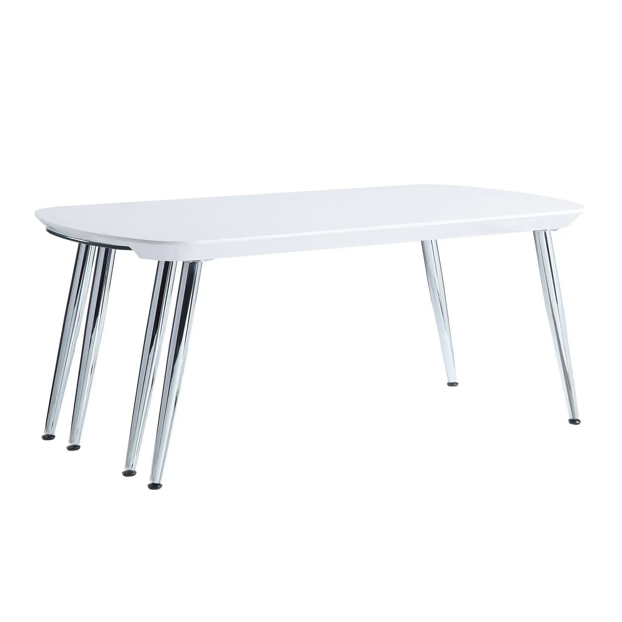 47" White Clear And Silver Wood And Glass Extendable Coffee Table - Homeroots - Flyclothing LLC