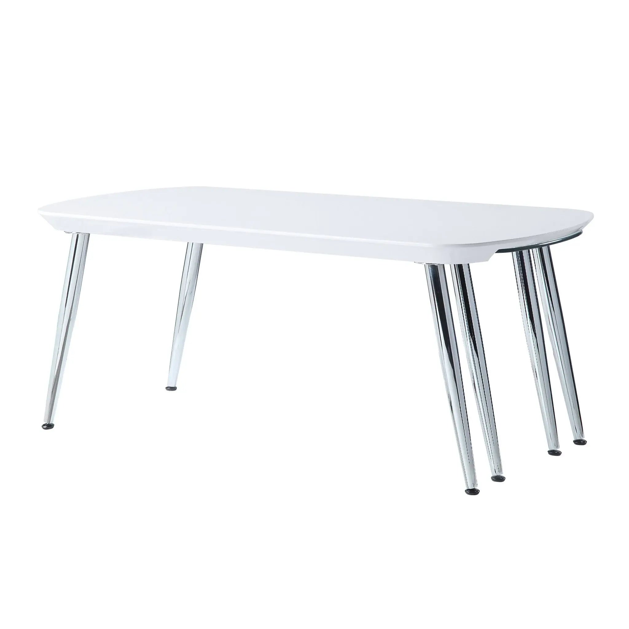 47" White Clear And Silver Wood And Glass Extendable Coffee Table - Homeroots - Flyclothing LLC