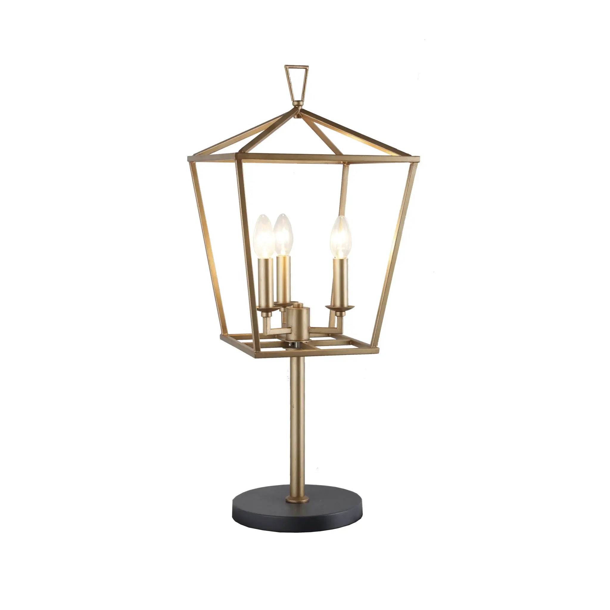 30" Black Iron Three Light Bedside Table Lamp - Homeroots - Flyclothing LLC
