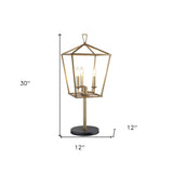 30" Black Iron Three Light Bedside Table Lamp - Homeroots - Flyclothing LLC