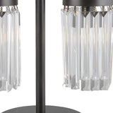 18" Black Iron Two Light Cylinder Bedside Table Lamp With Clear Cylinder Shade - Homeroots - Flyclothing LLC