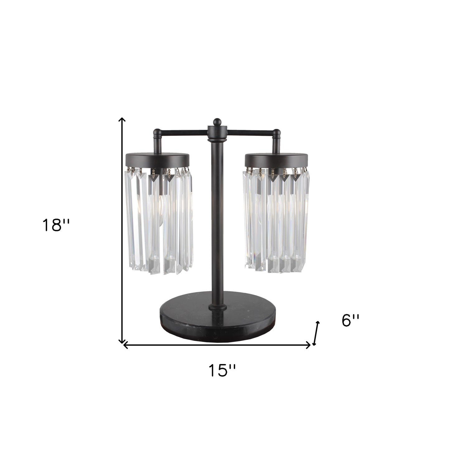 18" Black Iron Two Light Cylinder Bedside Table Lamp With Clear Cylinder Shade - Homeroots - Flyclothing LLC