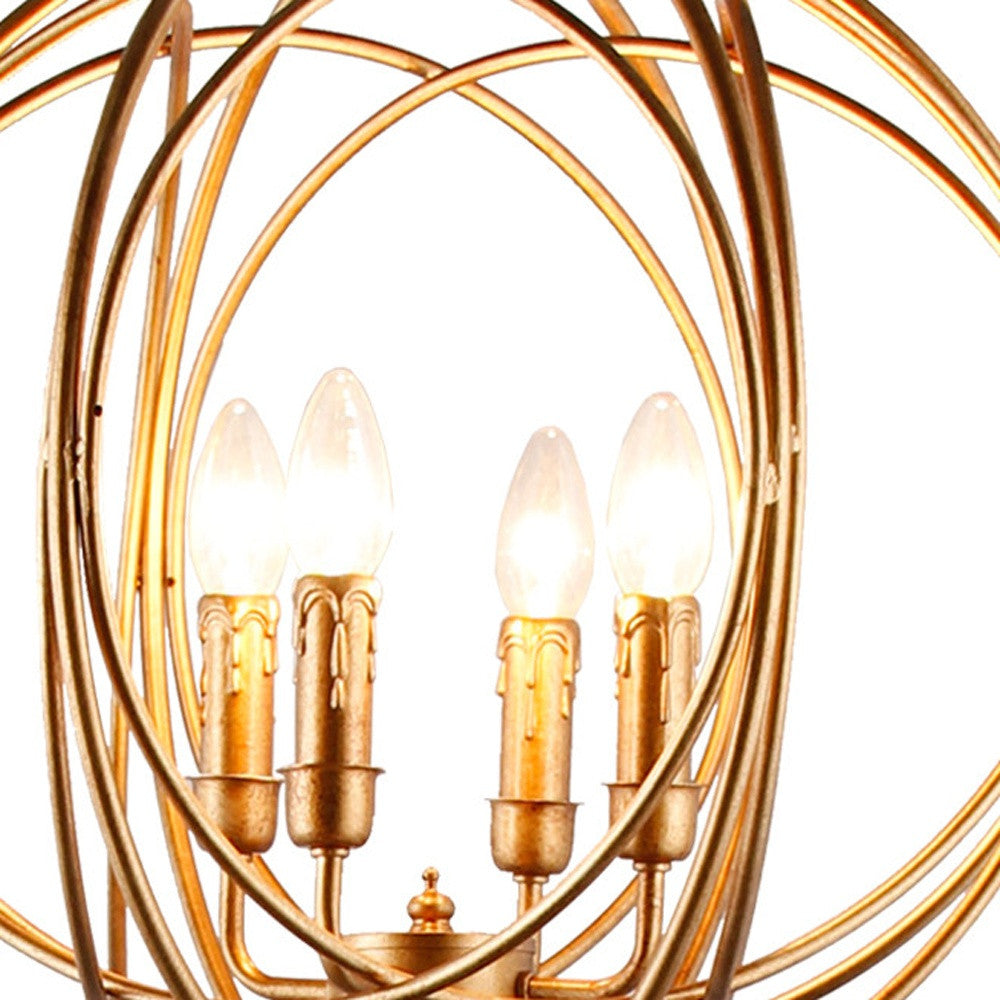 64" Gold Four Light Floor Lamp With Modern Gold Geometric Globe Shade - Homeroots - Flyclothing LLC