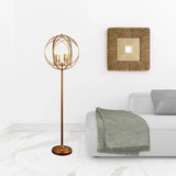 64" Gold Four Light Floor Lamp With Modern Gold Geometric Globe Shade - Homeroots - Flyclothing LLC