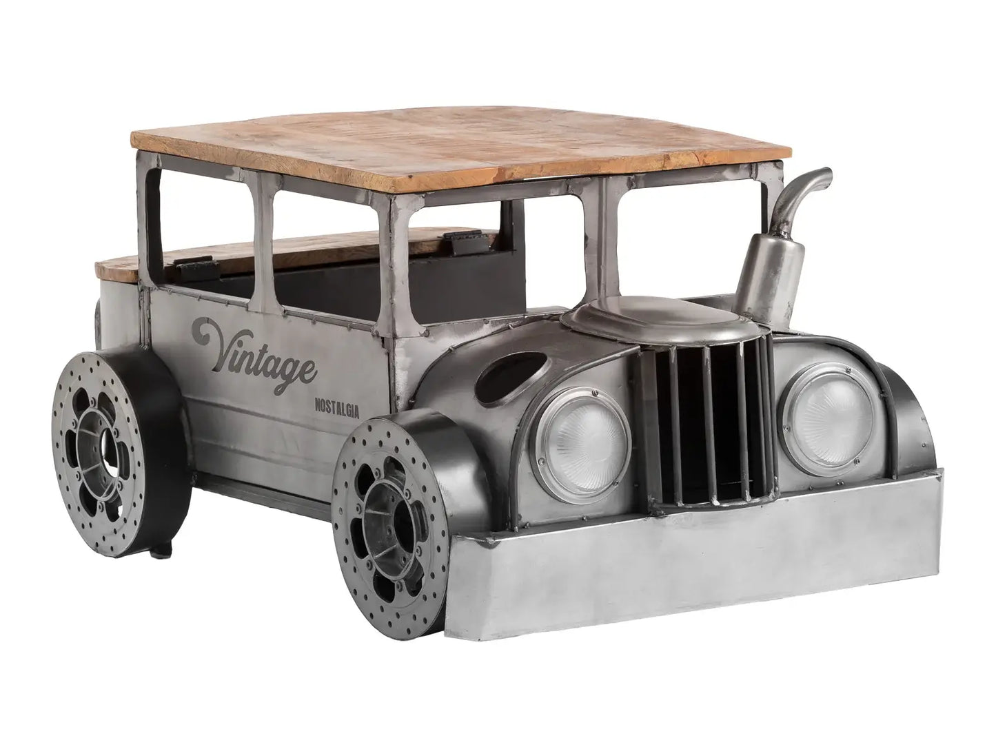 42" Grey And Brown Vintage Style Truck Solid Wood and Metal Coffee Table - Homeroots - Flyclothing LLC