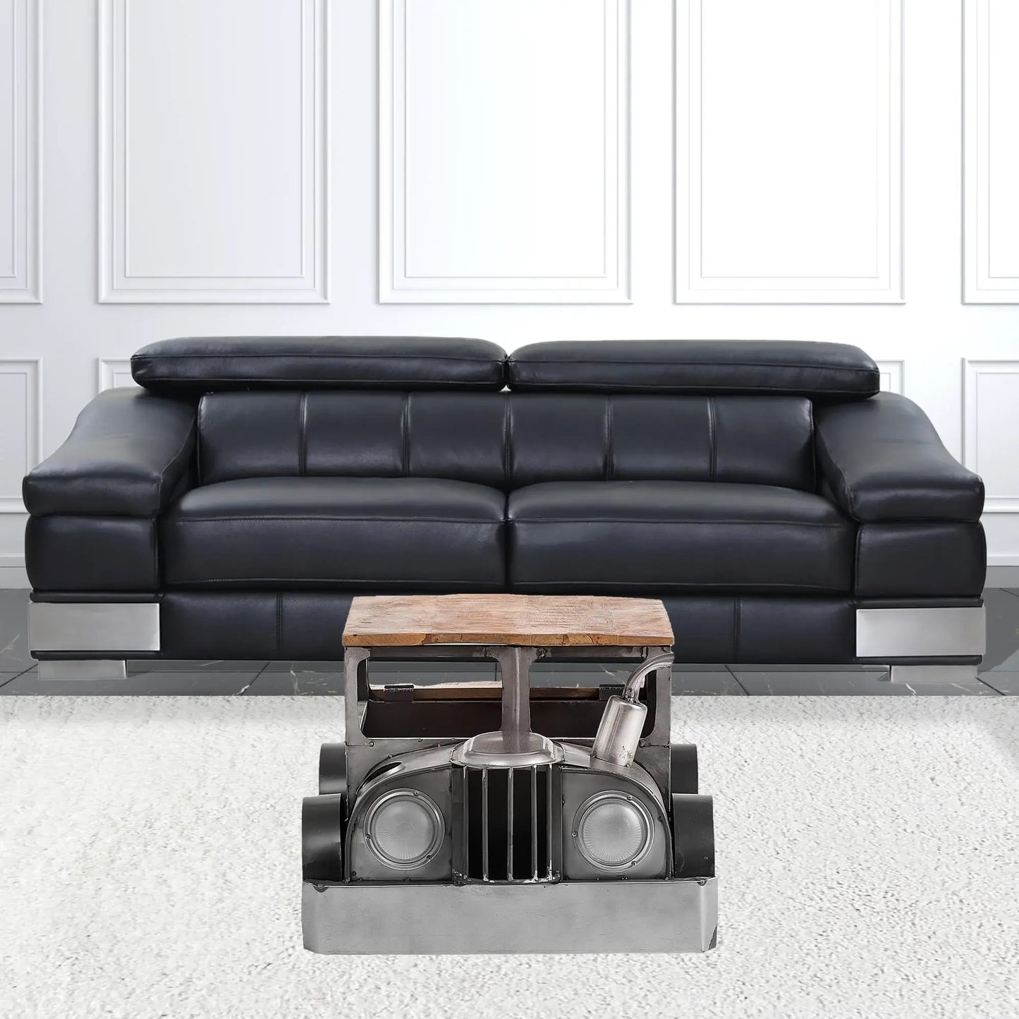 42" Grey And Brown Vintage Style Truck Solid Wood and Metal Coffee Table - Homeroots - Flyclothing LLC