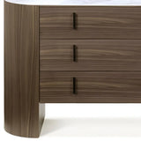 55" Walnut Marble Solid And Manufactured Wood Three Drawer Dresser - Homeroots - Flyclothing LLC