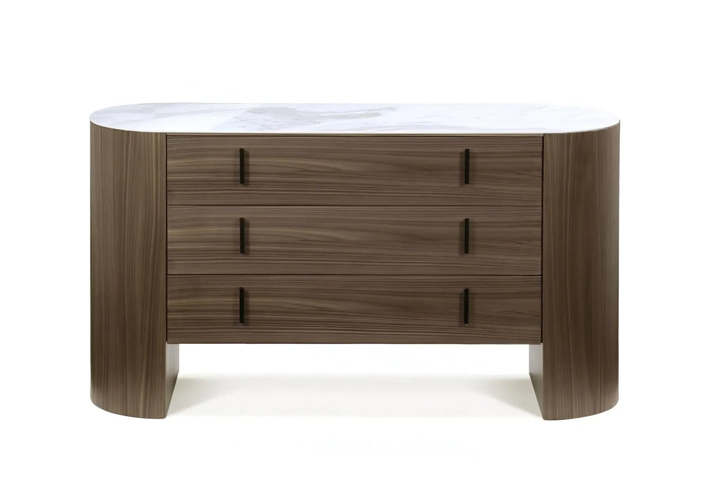 55" Walnut Marble Solid And Manufactured Wood Three Drawer Dresser - Homeroots - Flyclothing LLC