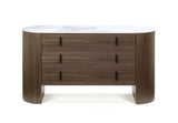 55" Walnut Marble Solid And Manufactured Wood Three Drawer Dresser - Homeroots - Flyclothing LLC