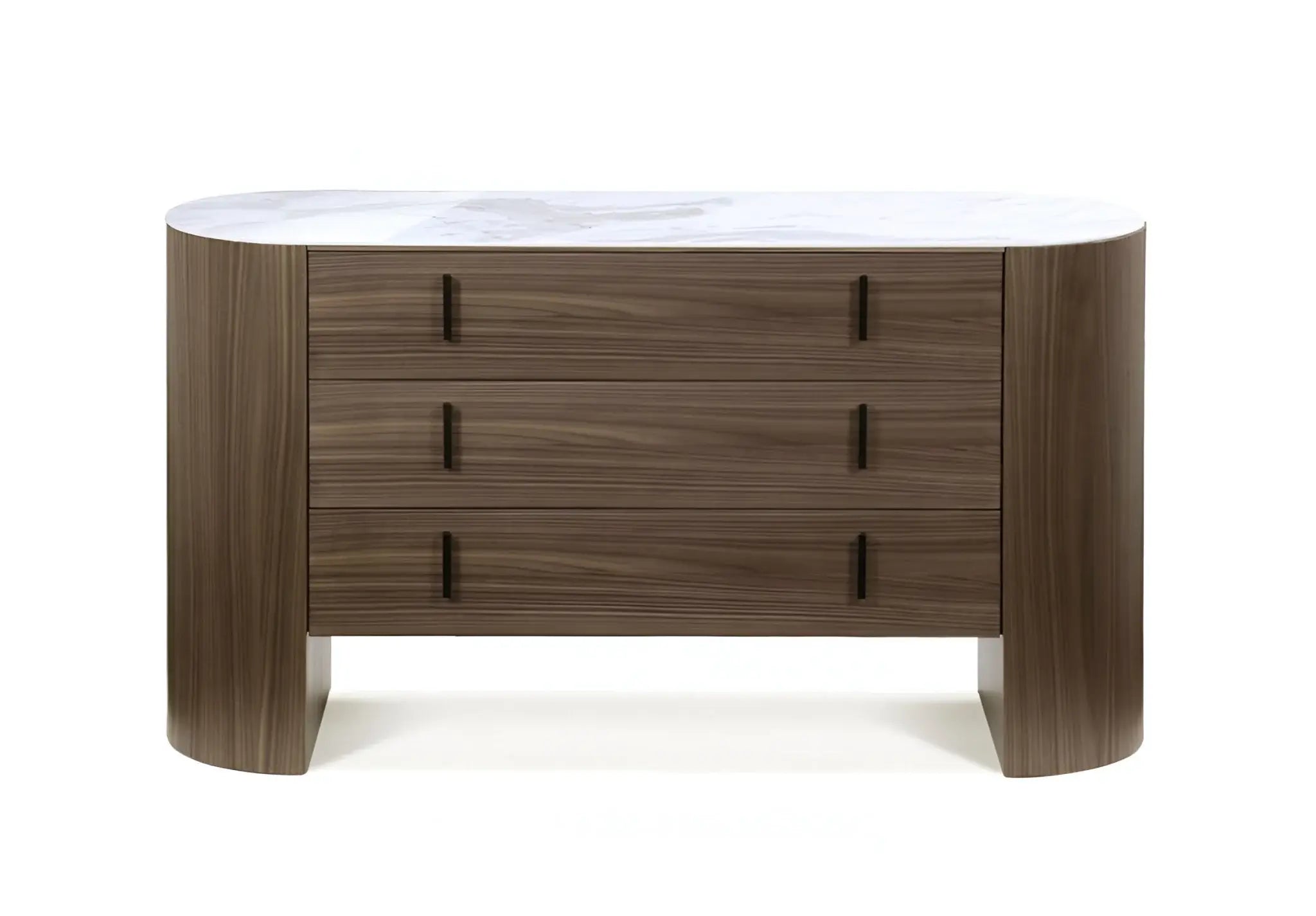 55" Walnut Marble Solid And Manufactured Wood Three Drawer Dresser - Homeroots - Flyclothing LLC