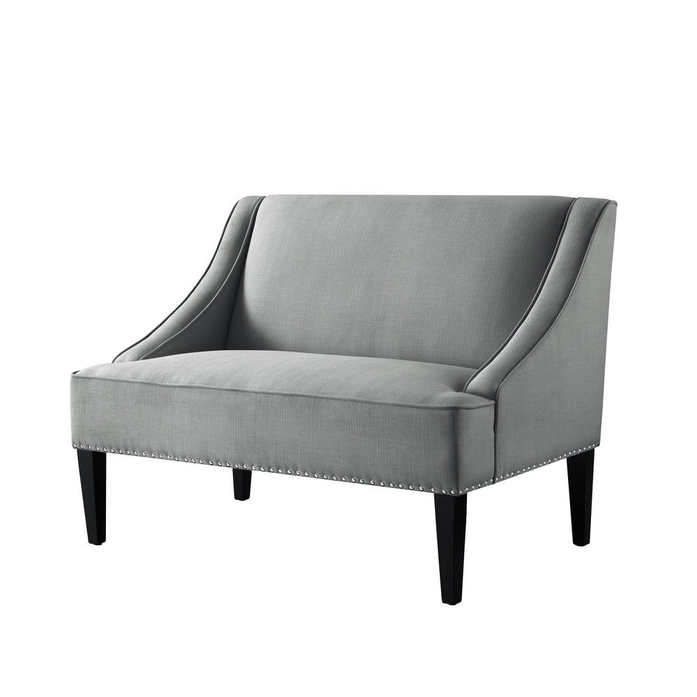 45" Light Gray And Black Upholstered Linen Bench - Homeroots - Flyclothing LLC