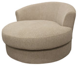 44" Sand Linen Upholstered Swivel Round Accent Chair And Toss Pillows - Homeroots - Flyclothing LLC