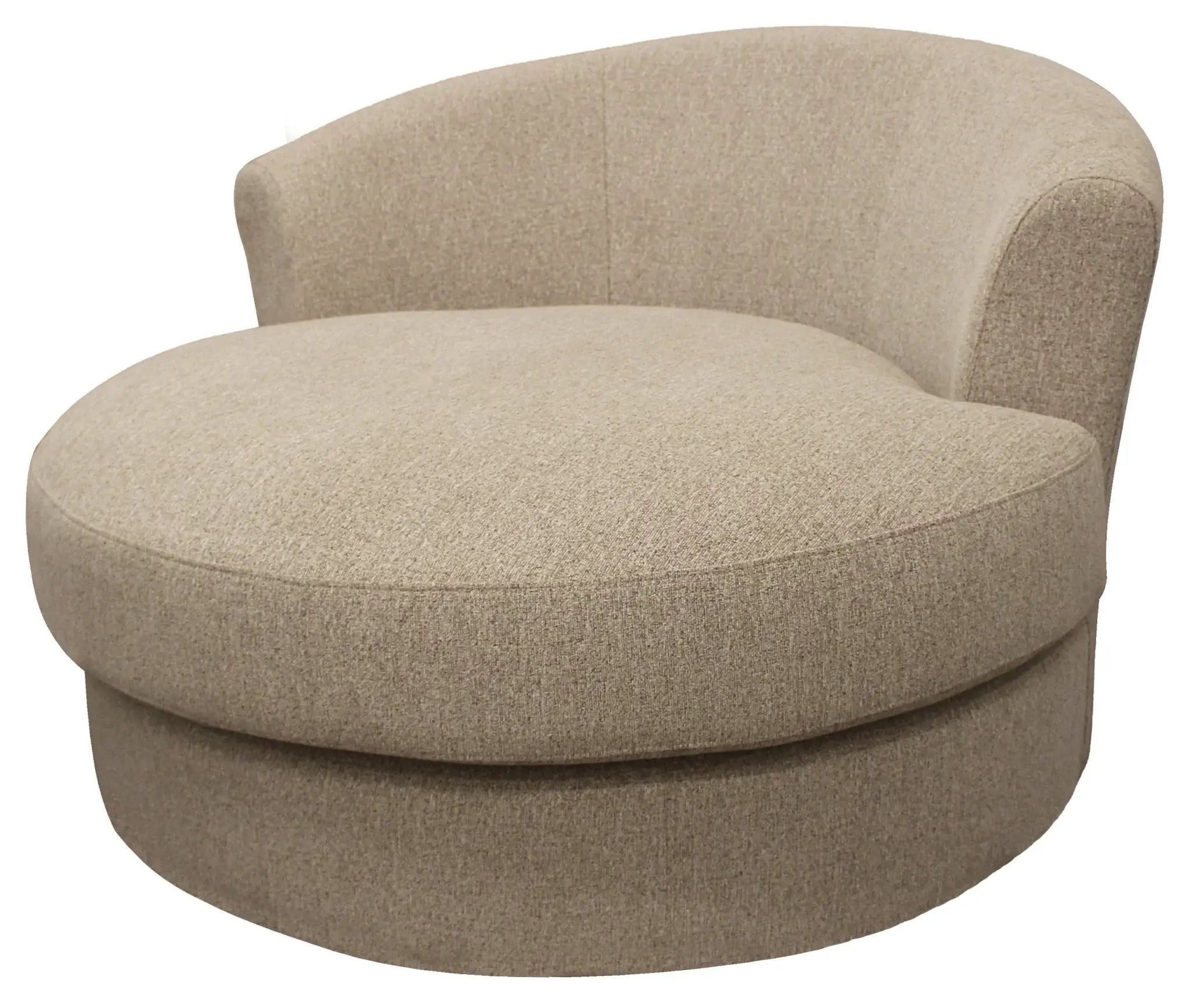 44" Sand Linen Upholstered Swivel Round Accent Chair And Toss Pillows - Homeroots - Flyclothing LLC
