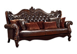 93" Brown Faux Leather Sofa And Toss Pillows With Burgundy Legs - Homeroots - Flyclothing LLC