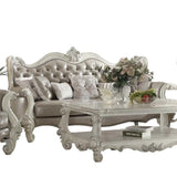90" Gray Faux Leather Curved Sofa And Toss Pillows With Bone Legs - Homeroots - Flyclothing LLC