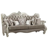 90" Gray Faux Leather Curved Sofa And Toss Pillows With Bone Legs - Homeroots - Flyclothing LLC