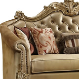 89" Bone Faux Leather Sofa And Toss Pillows With Gold Legs - Homeroots - Flyclothing LLC