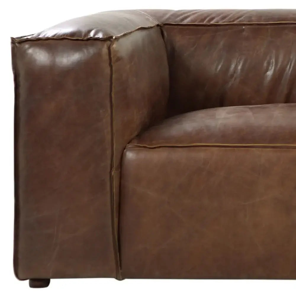 98" Brown Top Grain Leather Sofa With Black Legs - Homeroots - Flyclothing LLC