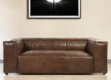 98" Brown Top Grain Leather Sofa With Black Legs - Homeroots - Flyclothing LLC