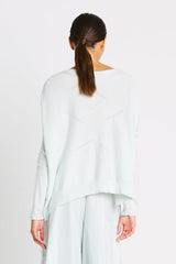 Pima Cotton Stitches Boatneck Sweater - Mint - PLANET by Lauren G - Flyclothing LLC