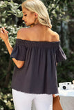 Off-Shoulder Short Sleeve Blouse - Trendsi - Flyclothing LLC