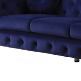 90" Blue Velvet Chesterfield Sofa With Silver Legs - Homeroots - Flyclothing LLC