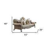 93" Pearl Velvet Sofa And Toss Pillows - Homeroots - Flyclothing LLC