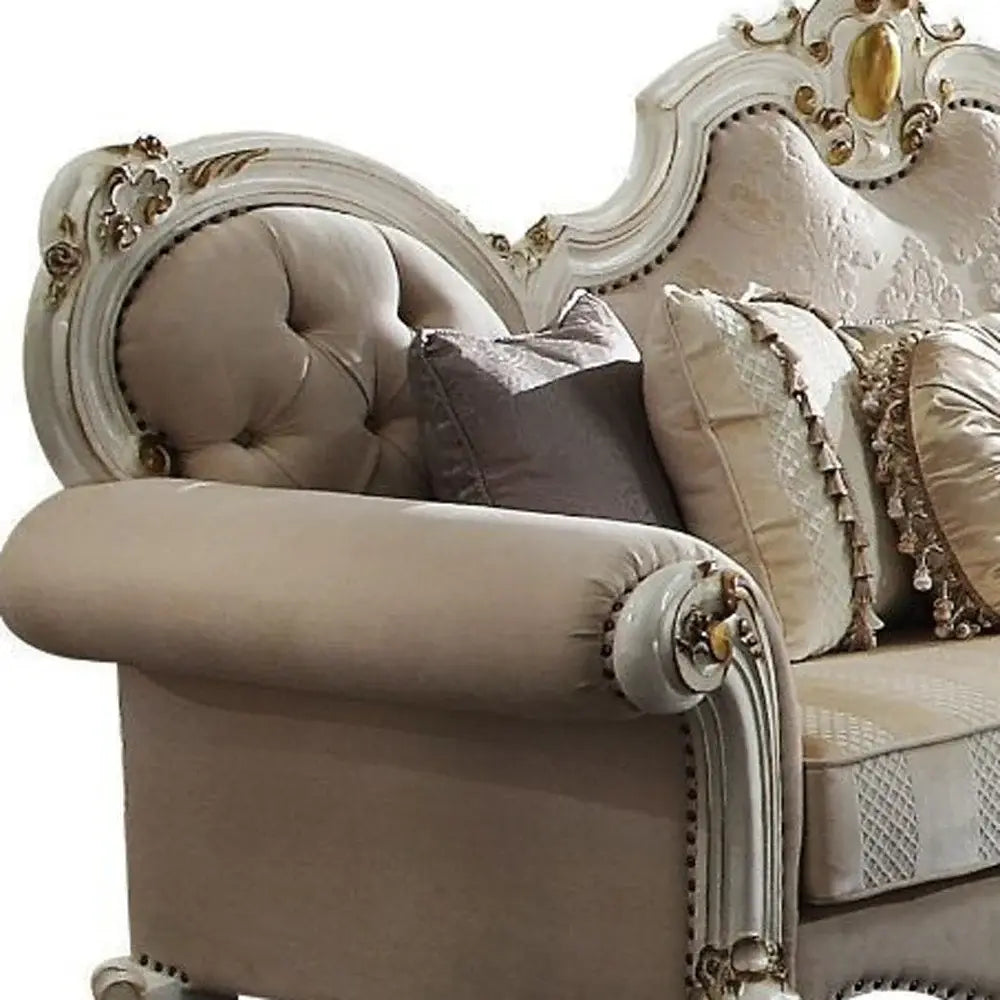93" Pearl Velvet Sofa And Toss Pillows - Homeroots - Flyclothing LLC