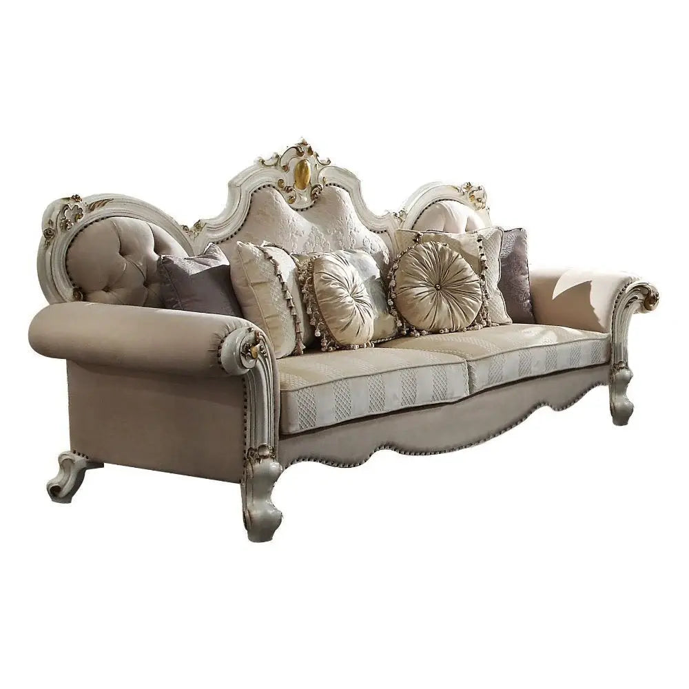 93" Pearl Velvet Sofa And Toss Pillows - Homeroots - Flyclothing LLC