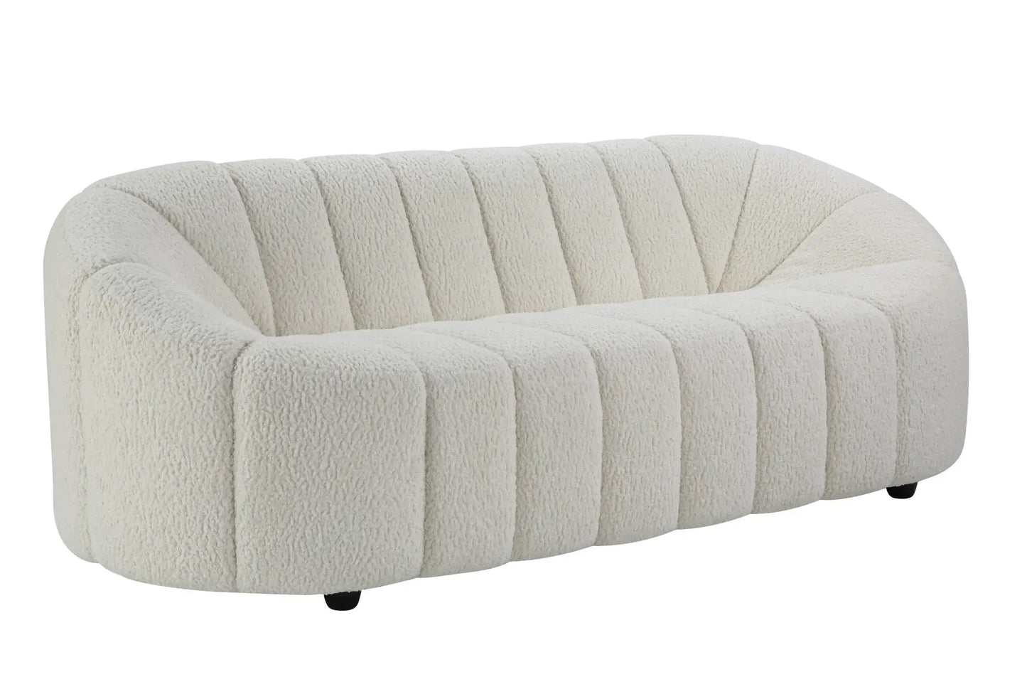 84" White Sherpa Sofa With Black Legs - Homeroots - Flyclothing LLC
