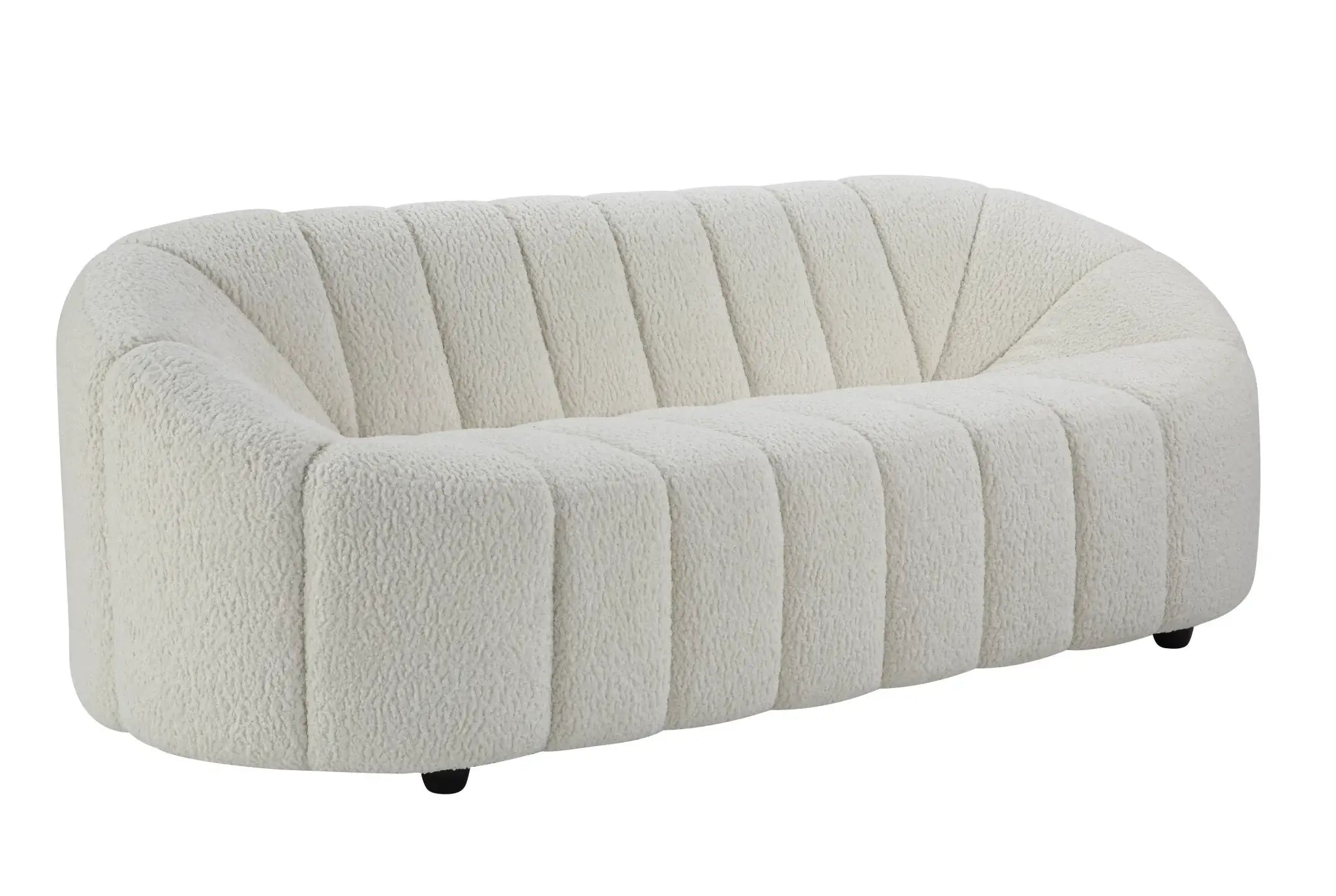 84" White Sherpa Sofa With Black Legs - Homeroots - Flyclothing LLC