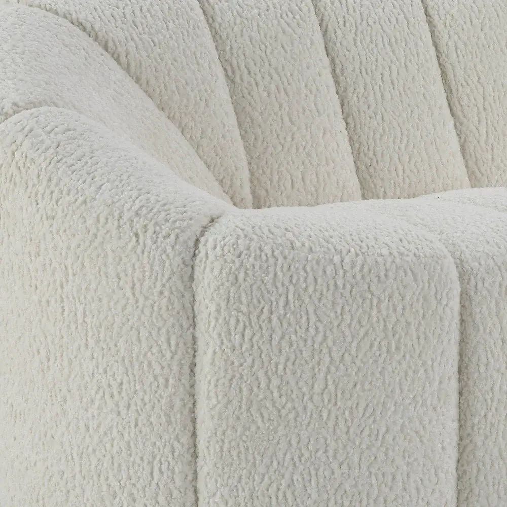 84" White Sherpa Sofa With Black Legs - Homeroots - Flyclothing LLC